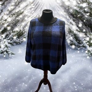 Lane Bryant Blue And black Buffalo Plaid Sweater Size 18/20 Cozy Warm Winter